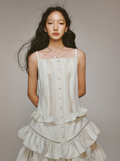 Layered Suspender Ruffle French Dress