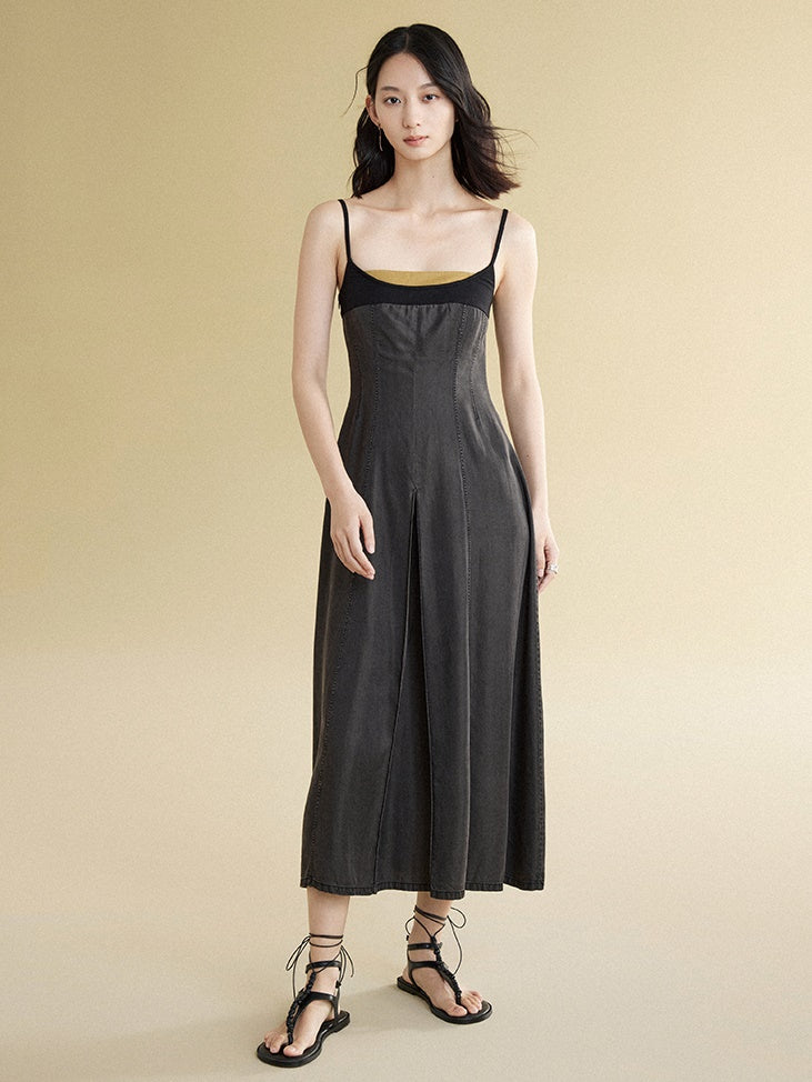 Smoke Stitching Suspender Dress