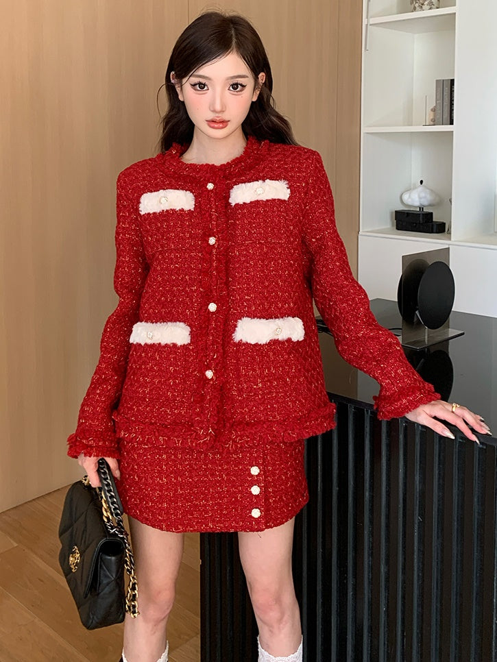 Tweed Quilted Jacket &amp; Skirt