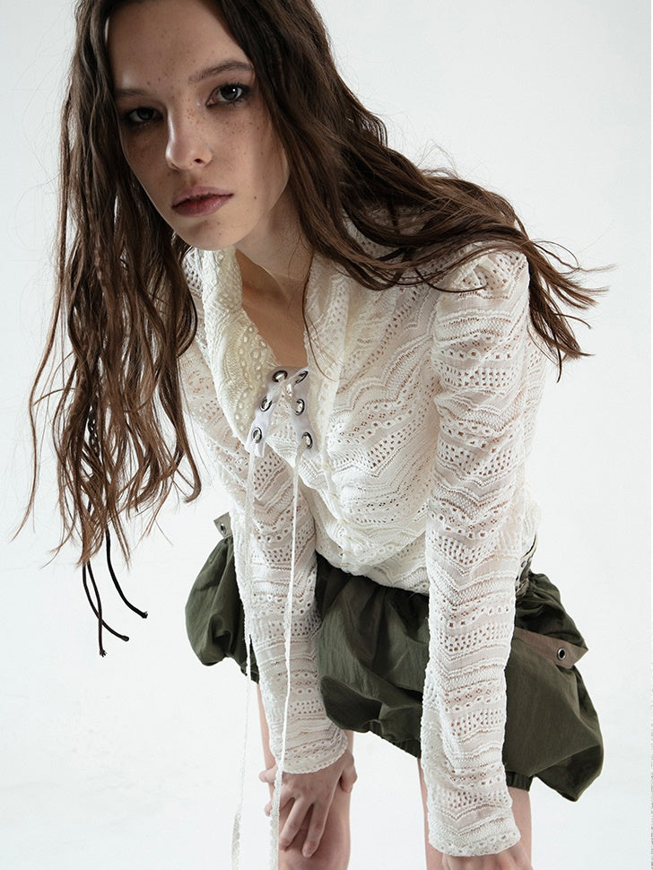 Jacquard Lace Hollow Shirt