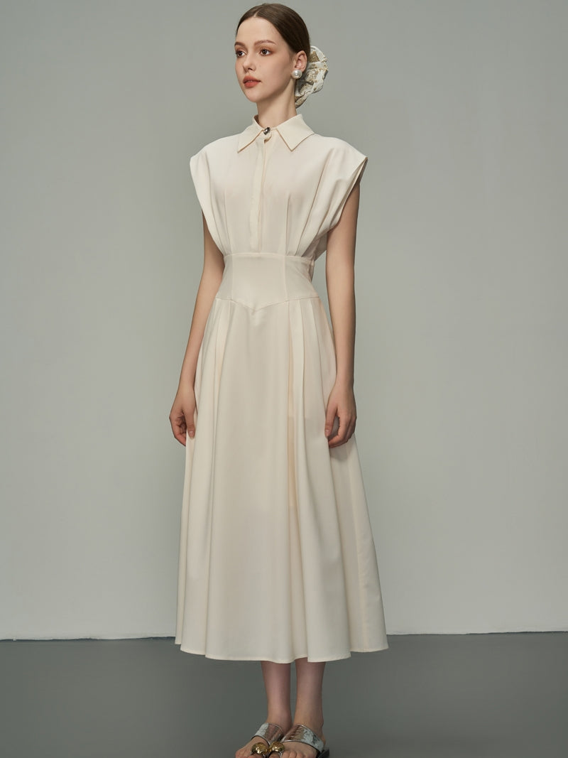 French-Sleeve Flare Collar Form Long einteilig