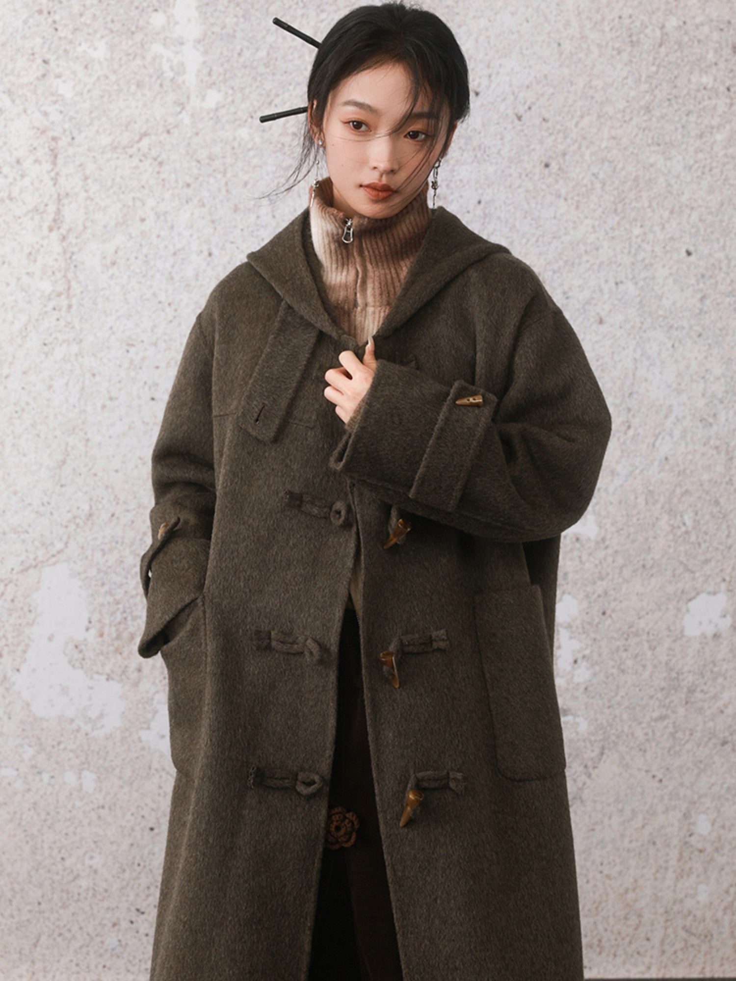 Horn Button Double-sided Duffel Coat