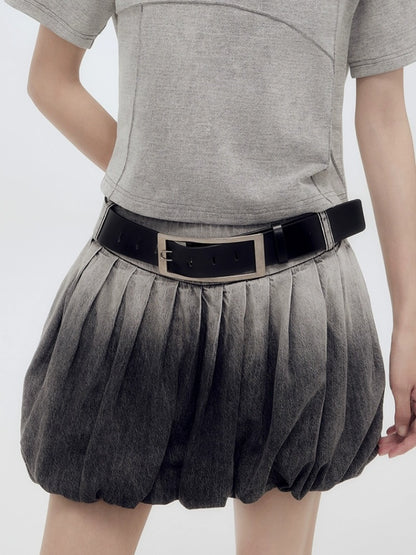 Gradient Denim Bud Short Skirt