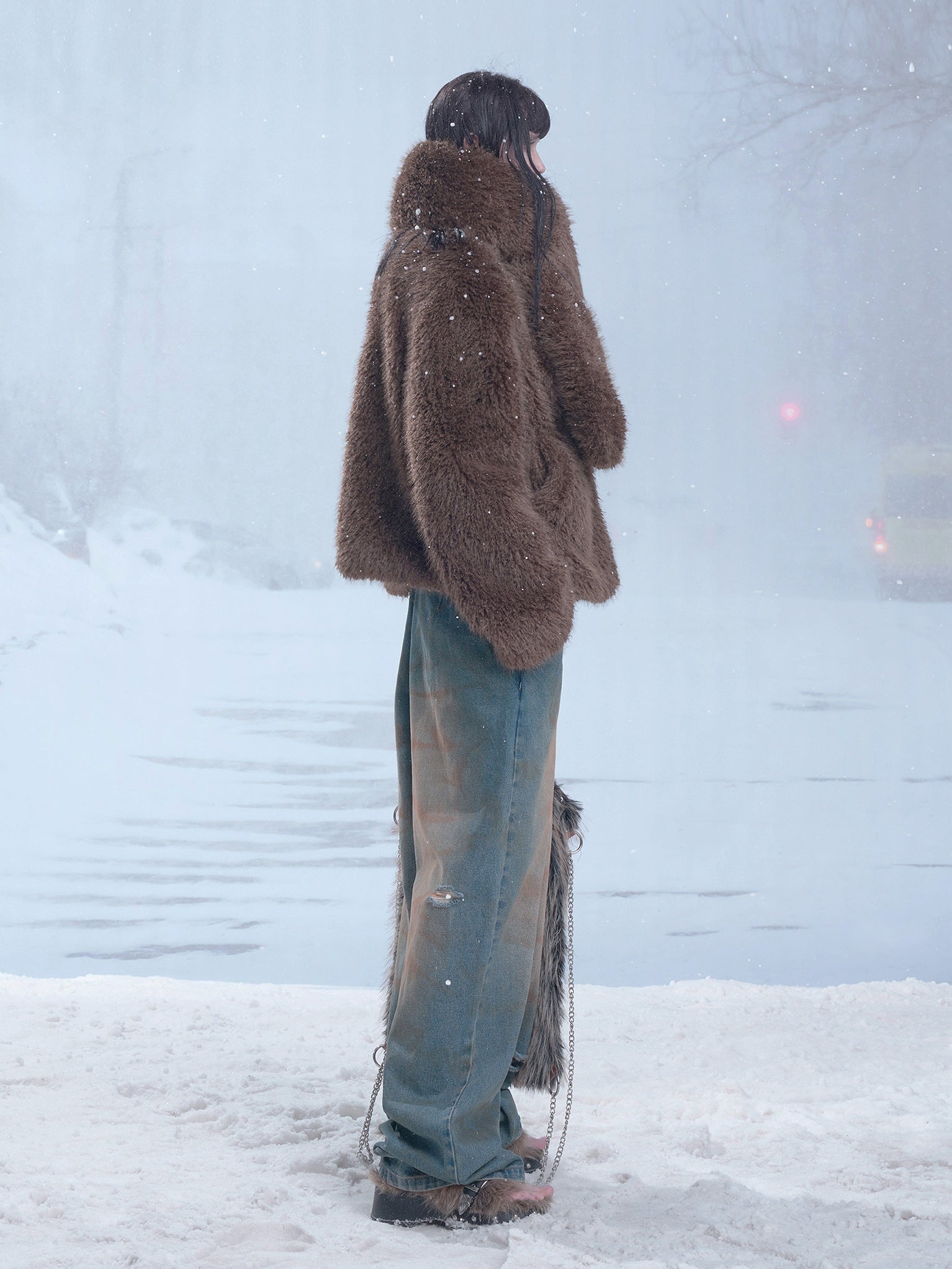 Veste de silencieux courte en peluche