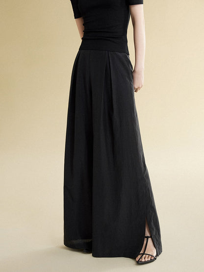 Straight Split Wide-leg Pants