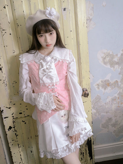 Bow Rose Jacquard Long Sleeve Shirt