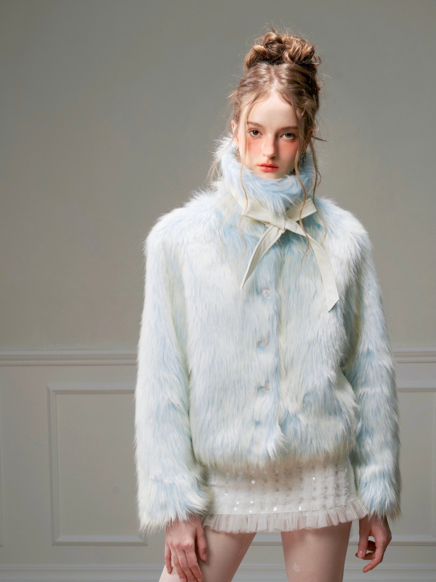 Gradient Imitation Fur Jacket