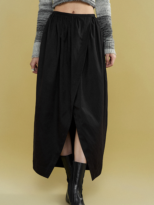 Curved Front Slit Irregular Skirt