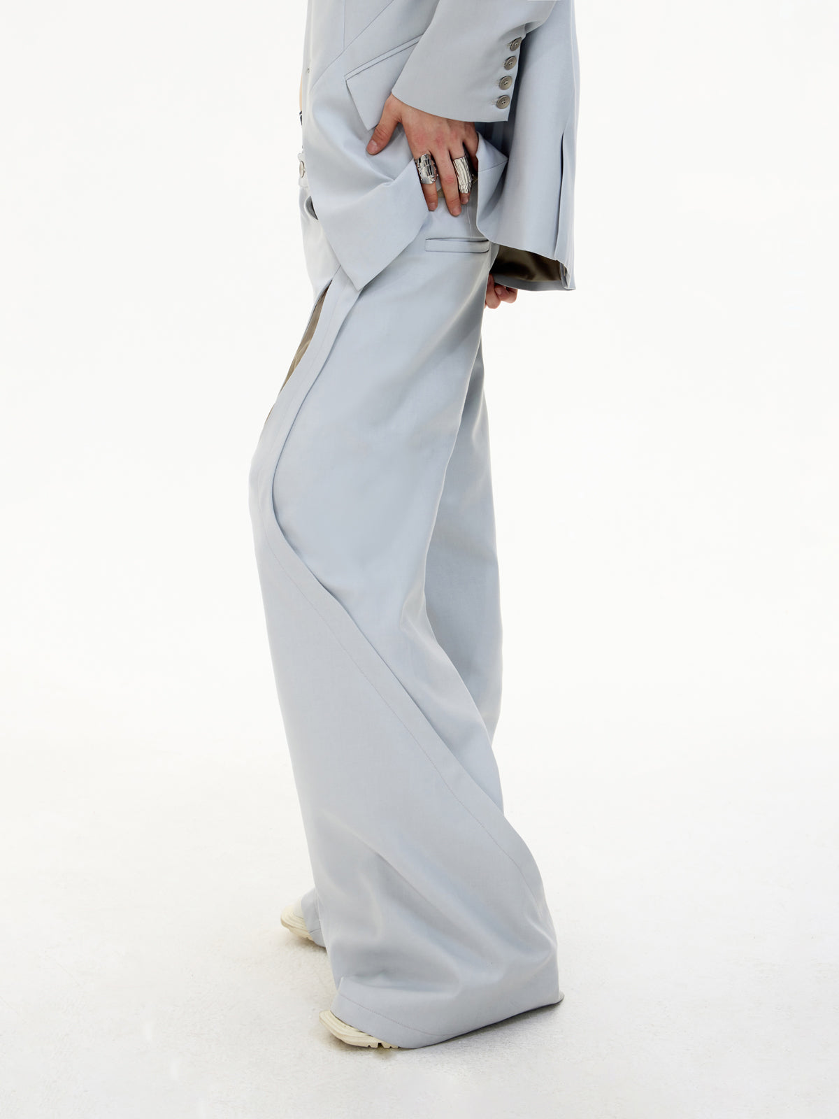 Hollow Flared Silhouette Wide-leg Pants &amp; Hollow Design Jacket