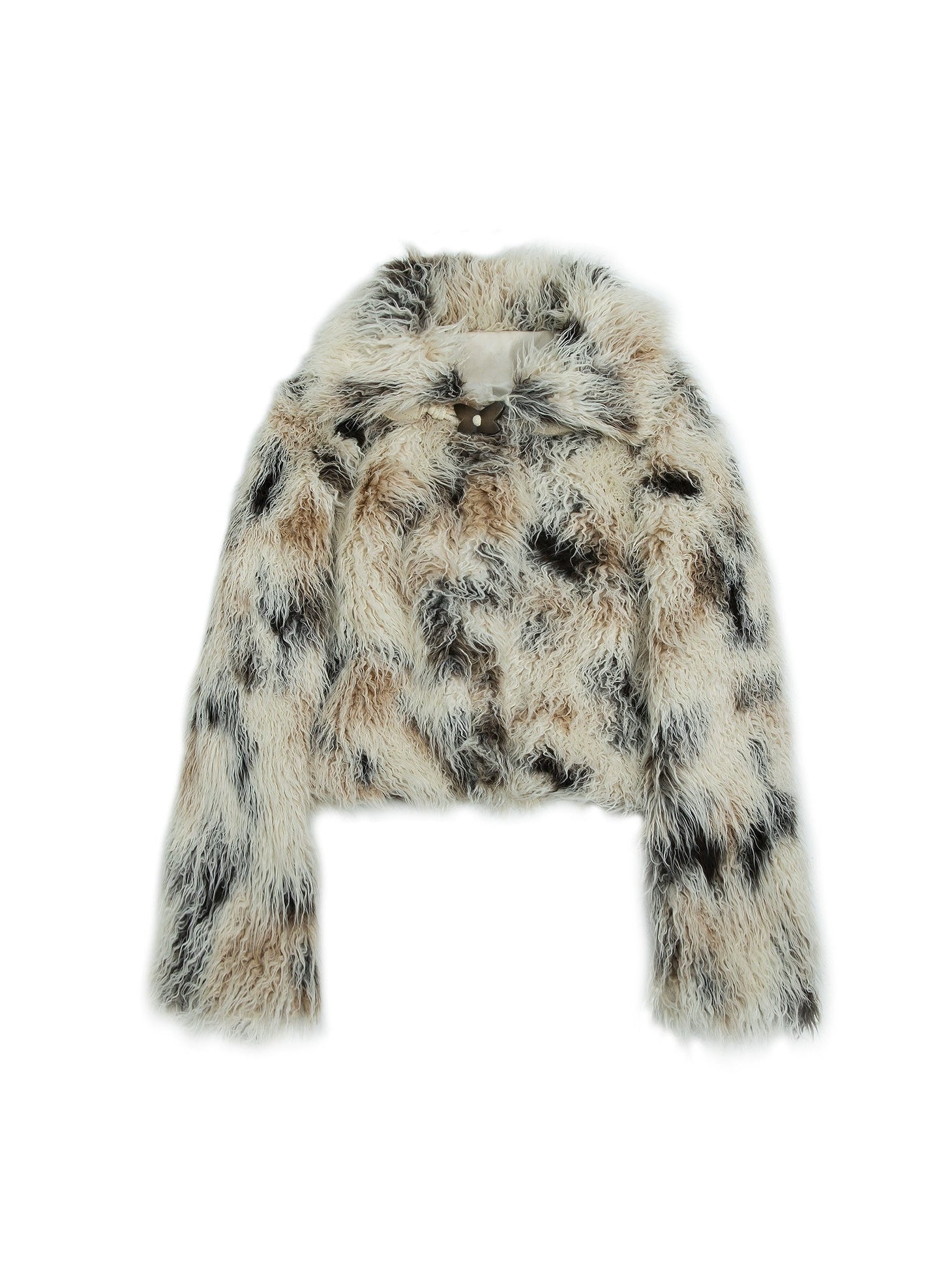 Smudged Design Short Eco-Friendly Fur Coat