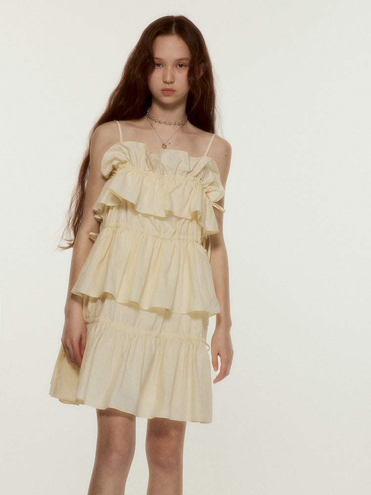 Three-dimensional Ruffled Sling One-piece