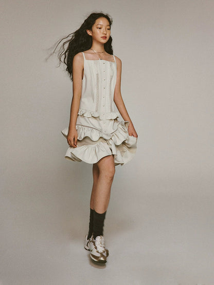 Layered Suspender Ruffle French Dress