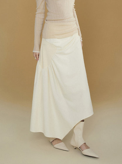 Gathered Spliced Irregular A-line Skirt