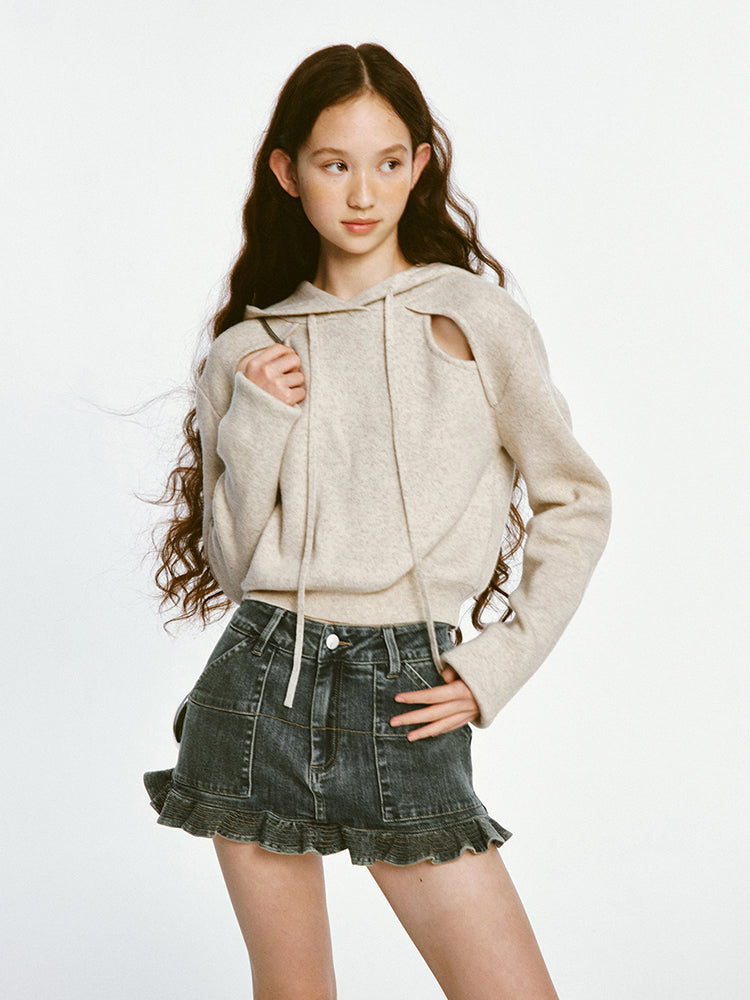 Denim Frill Mini Skirt