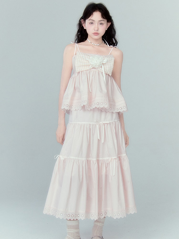 Ribbon Puffy Short Camisole &amp; Ribbon Cake Skirt