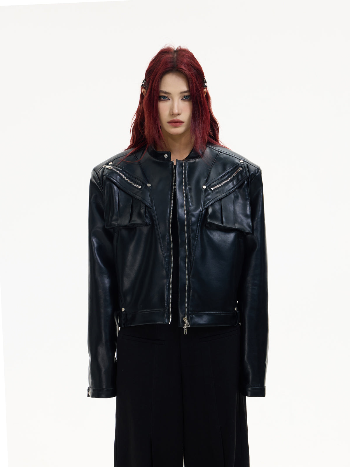 Stand Collar Niche Short Leather Jacket