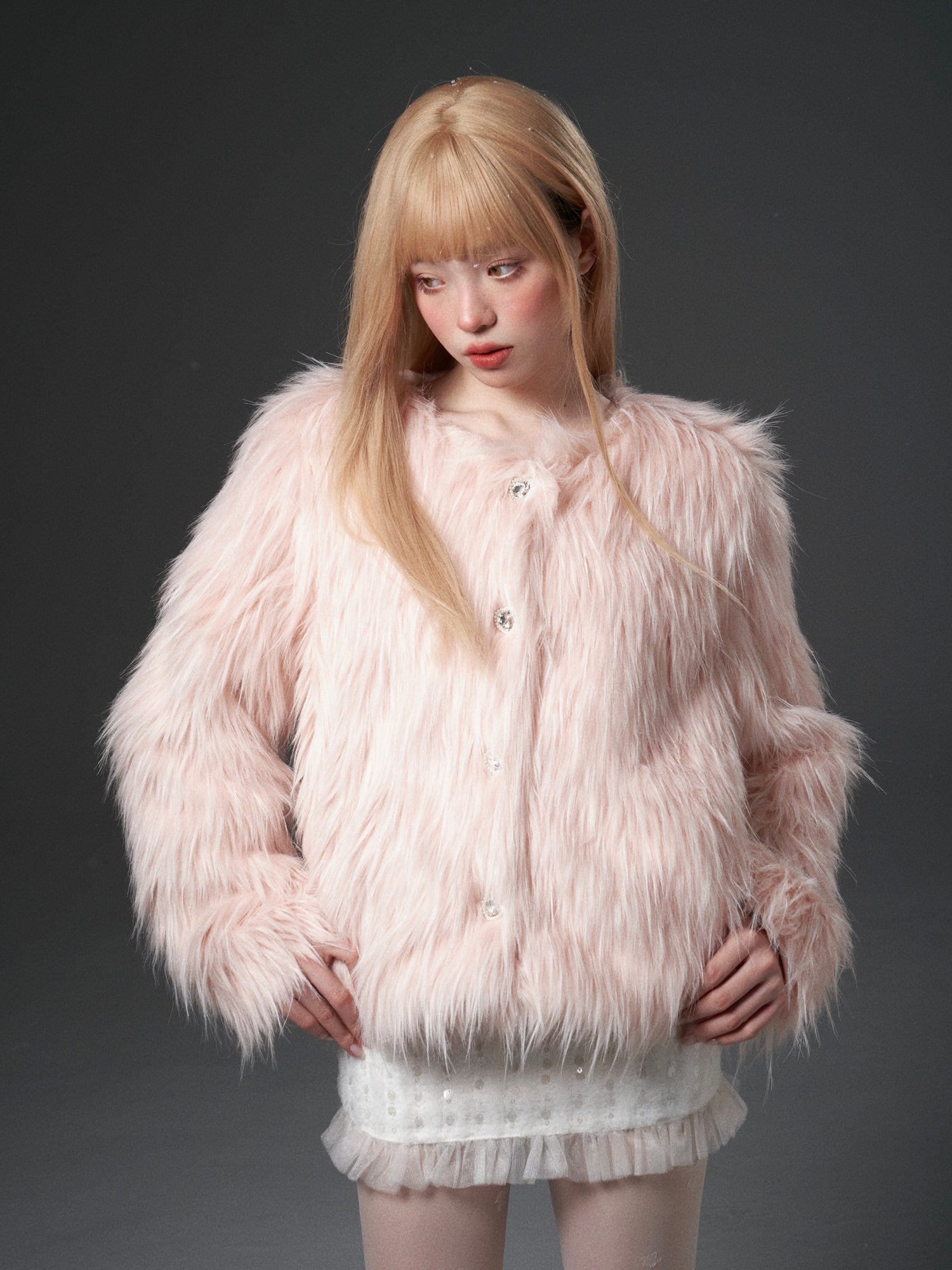 Gradient Dremmable Design Long Hair Fur Veste