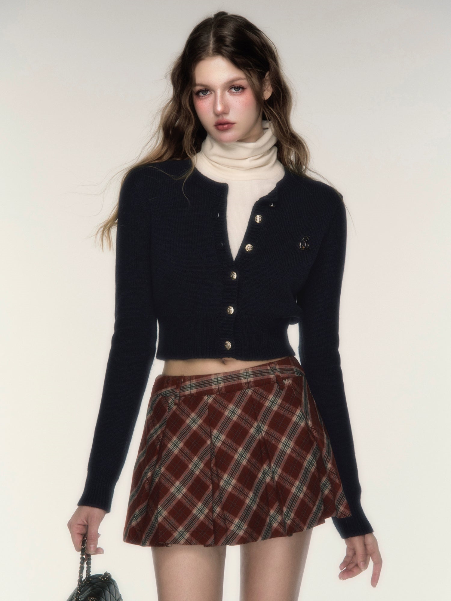 British College Style Plaid Pleated Skirt