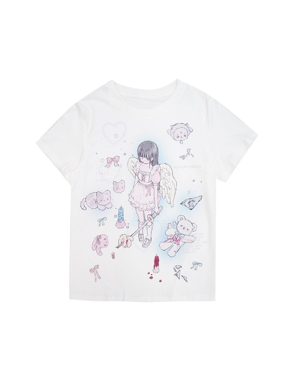 Girl Angel Print Loose T-shirt