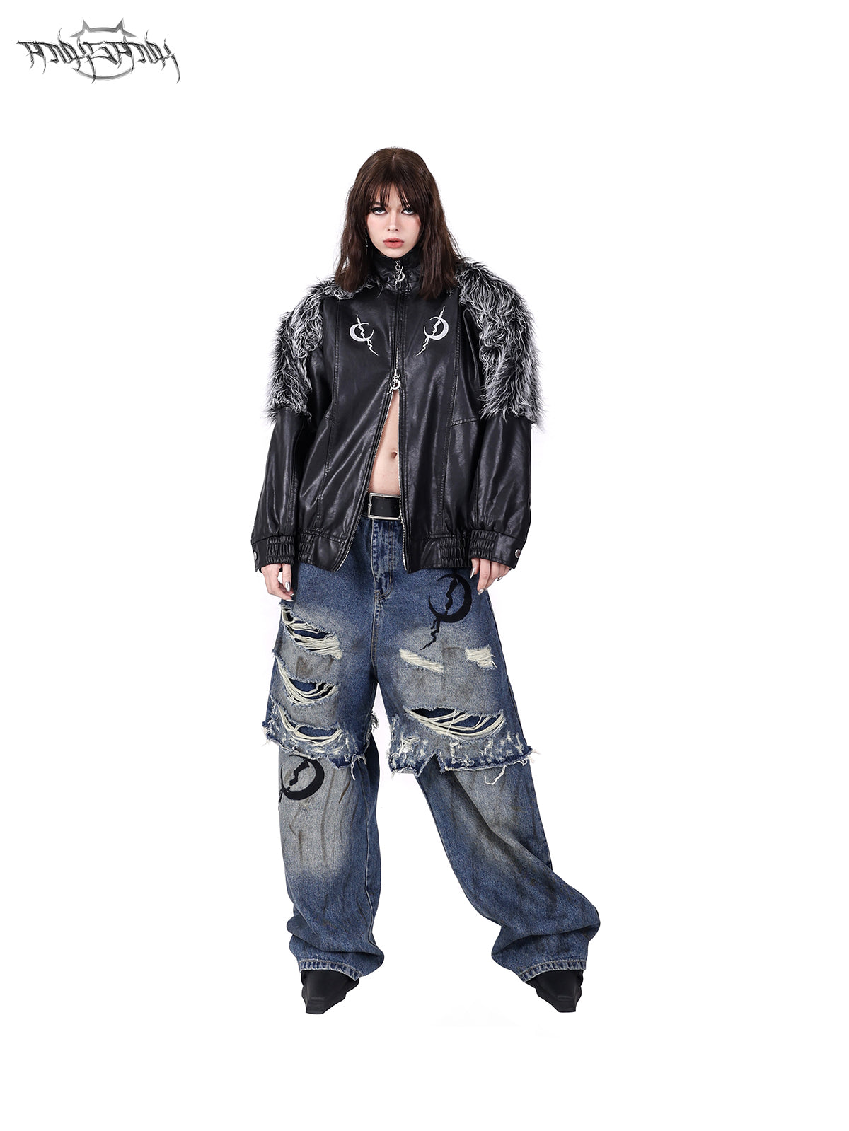 Doppelschicht Super Hole Loose Distressed Jeans