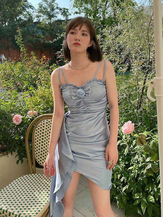 Rose Three-dimensional Flower Suspender Dress