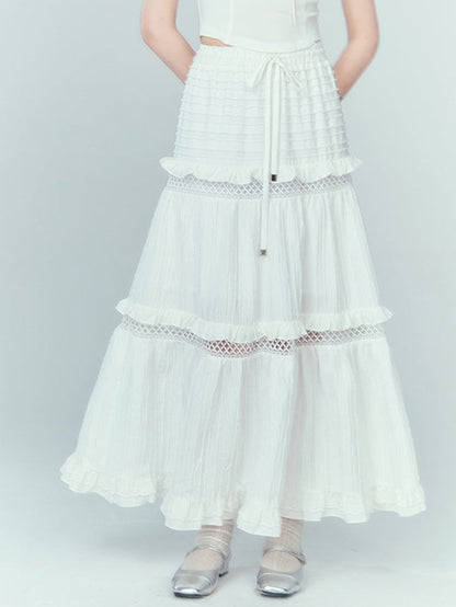 2Way Hollow Lace Cake A-Line Skirt