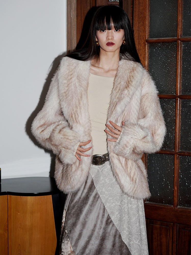 Plush Loose Niche Design Lapel Fur Jacket