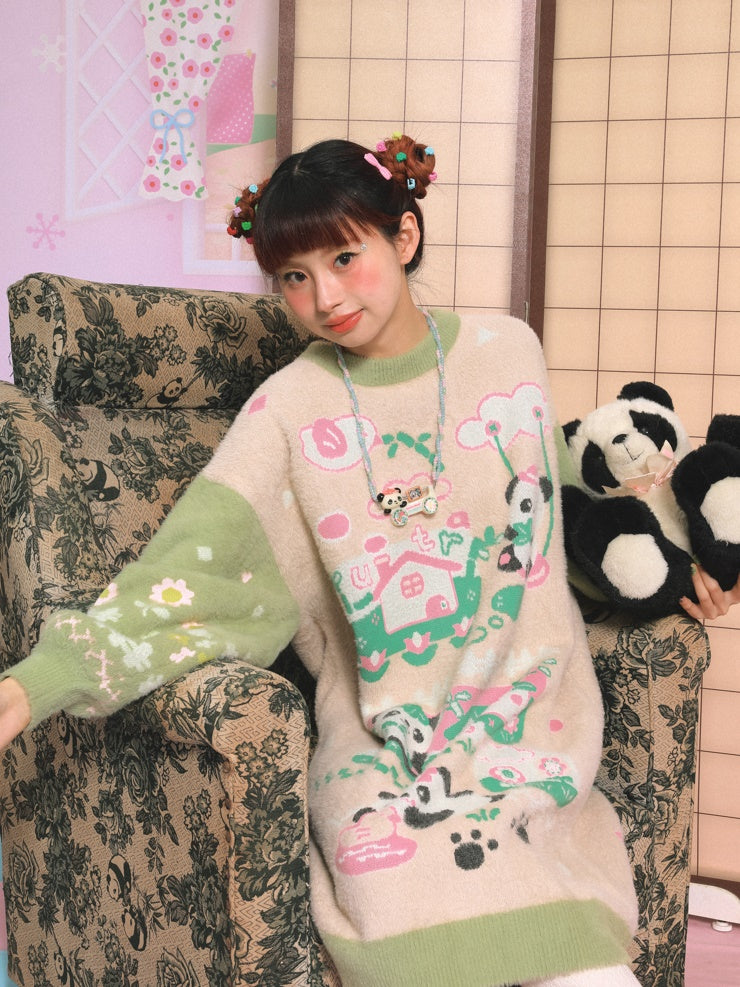 Panda Warm Knitted One-piece