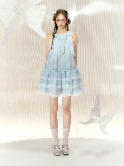 Butterfly Organza Lace Sleeveless Dress