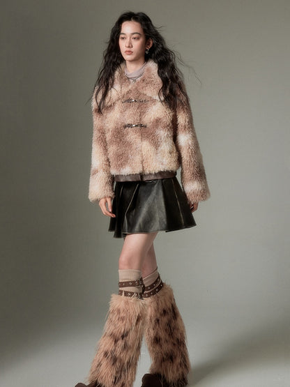 Marble Color Short Fur Jacket