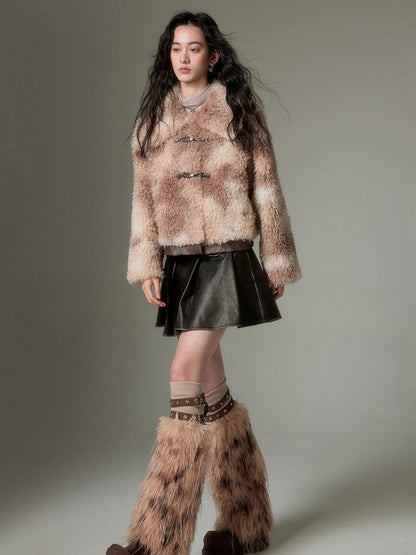 Smudged Color Fur Short Coat