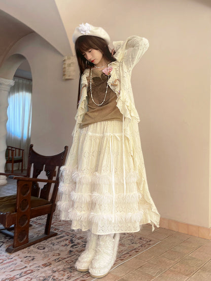 Plush Warm Lace Long Skirt