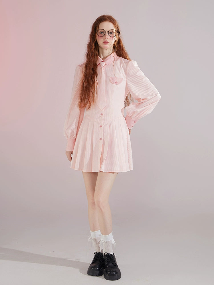 Robe de chemise à rayures de style collègue