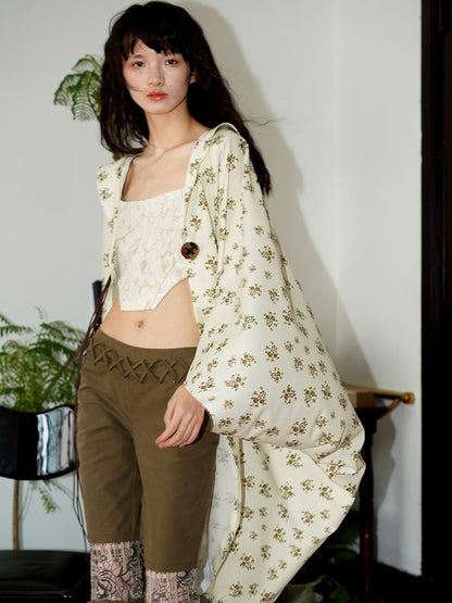 Niche Floral Print Loose Suncreen Cardigan