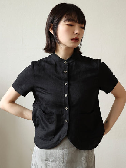 Stand Collar Short-sleeved Shirt Jacket