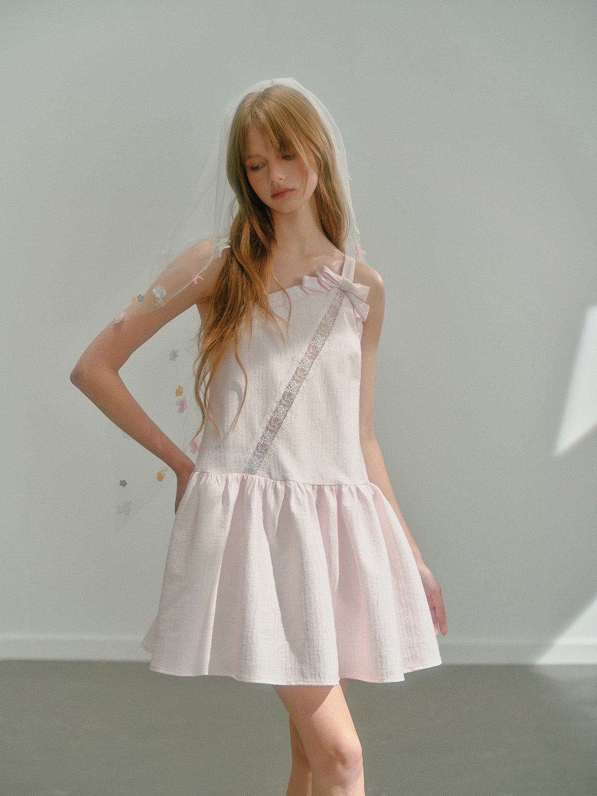 Hollow Bow Suspender Short Dress