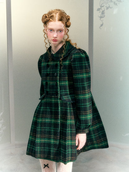 Plaid Cute Lace Double-breasted Coat