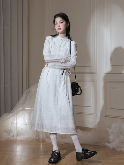 Rose Romanticism Webbing Small Flying Sleeve Dress