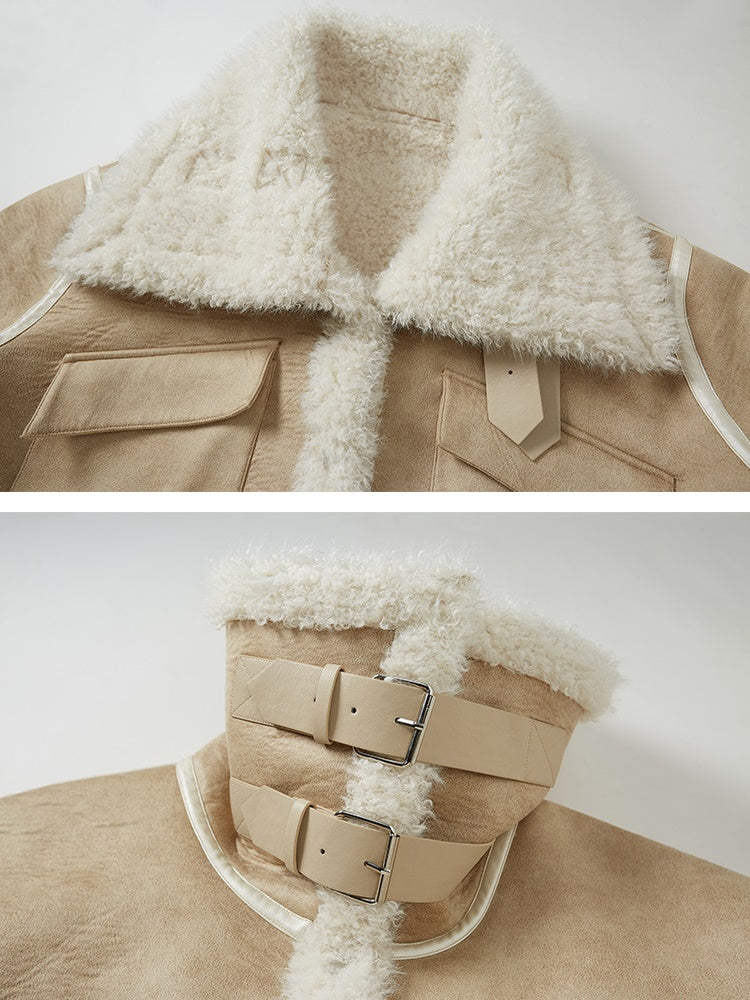 Detachable Large Lapel Plush Coat