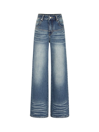 Klassische Fit Straight Whisker Jeans