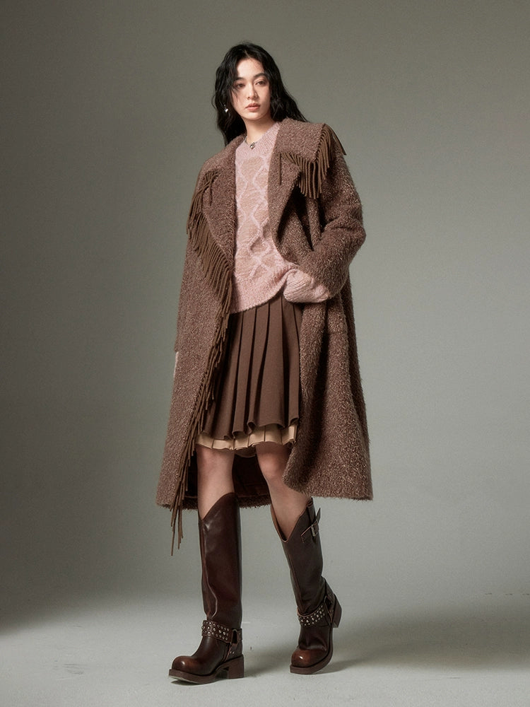 Tassel Design Mid-length Coat