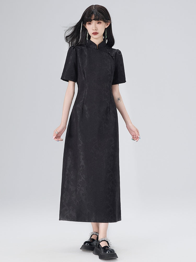 Short-sleeved Cheongsam Design Waist Dress