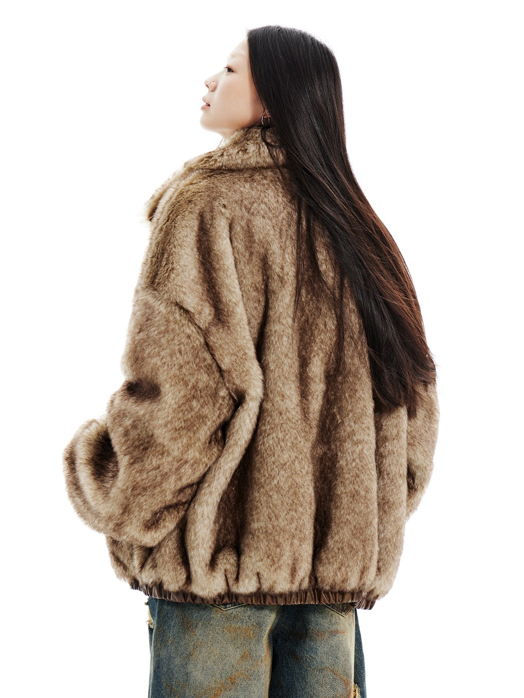 Loose Strap Eco-friendly Fur Plush Jacket