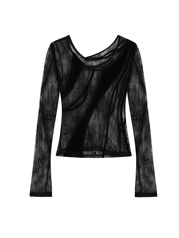 See-through Lace Top & Lace Layered Slip Dress ARCANA ARCHIVE See-through Lace Top & Lace Layered Slip Dress ARCANA ARCHIVE