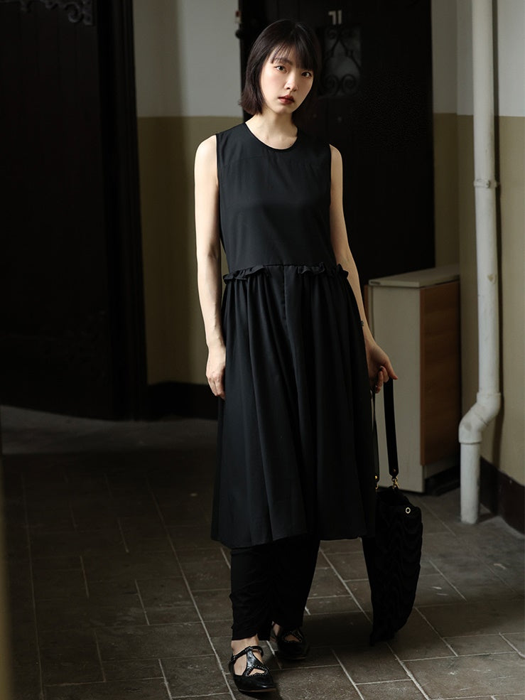 IHNN/イン】BACK OPEN NOSLEEVE DRESSワンピース-eastgate.mk