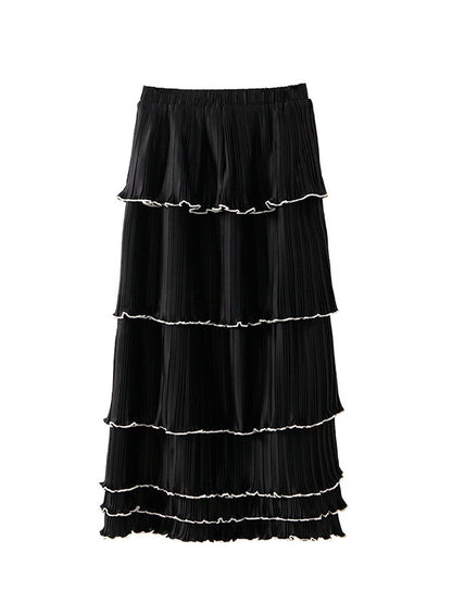 Satin Pleated Cake Skirt