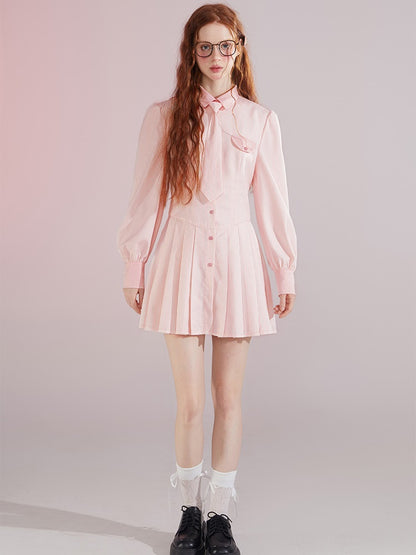 Robe de chemise à rayures de style collègue