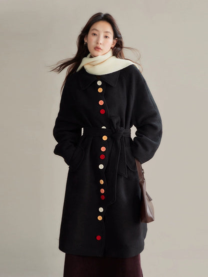 Candy Flocked Buckle Wave Cut Coat