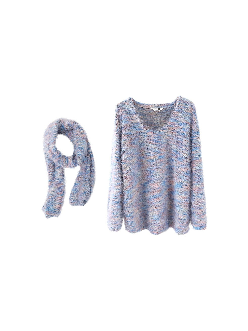 Mix Color Shaggy Touch Pullover Knitted ＆ Dress