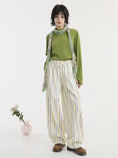 Striped Fat-leg Pants